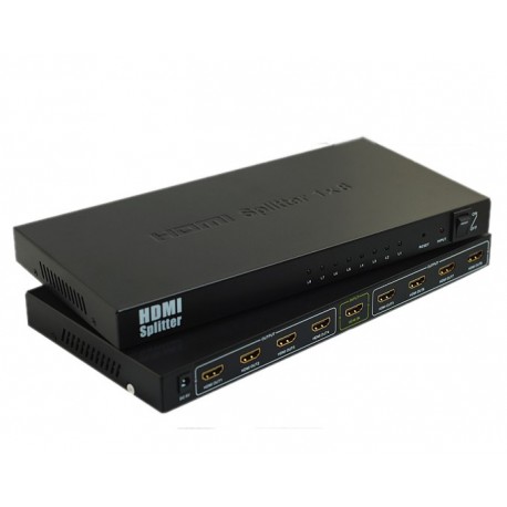 Splitter HDMI 8 porturi, 1 intrare - 8 iesiri, 4K, FULL HD, 3D, alimentator, PremiumCord