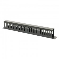 Ghidaj orizontal patchcord-uri, metalic, cu capac (organizator cabluri rack), 1U, negru – EMTEX