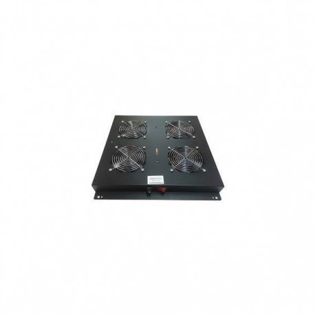 Unitate 4xVentilatoare cu termostat + intrerupator, pt. rack de podea, culoare negru RAL9005, Lande
